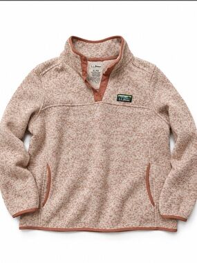 L.L.Bean Sweater Fleece Pullover Women’s XL Petite Pink Speckled Snap Mock Neck